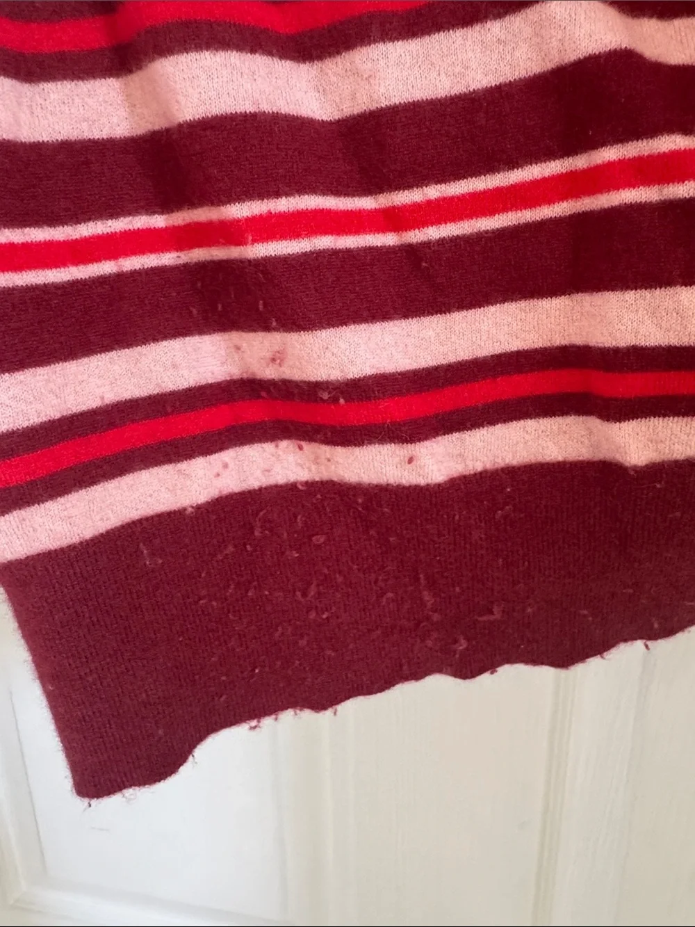 J.Crew Women’s Red & Pink Striped Cashmere Sweater